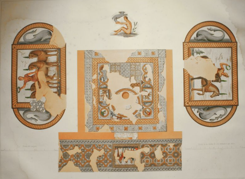 Conjunto y Detalles del Mosaico, vulgarmente apellidado El Grande (Itálica)