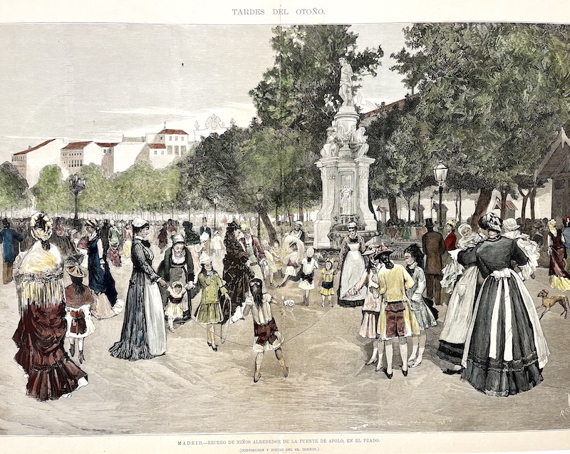 MADRID - Recreo de Niños alrededor de la Fuente de Apolo, en el Prado (Composición y Dibujo del Se. Domech)