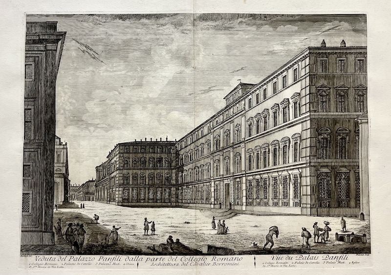 Veduta del Palazzo Panfili dalla parte del Collegio Romano ; Vue du Palais Pamfili