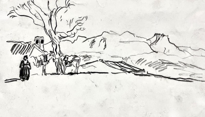 Boceto I - Paisaje con dos Caballos