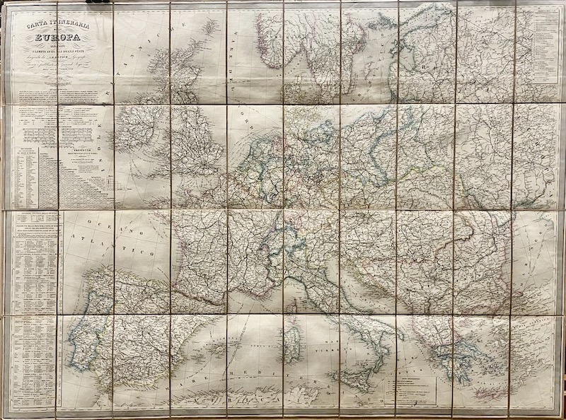 Carta Itineraria dell' Europa indicante i Limiti Attuali degli Stati  [Mapa Itinerario de Europa Indicando los Limites Actuales de los Estados]