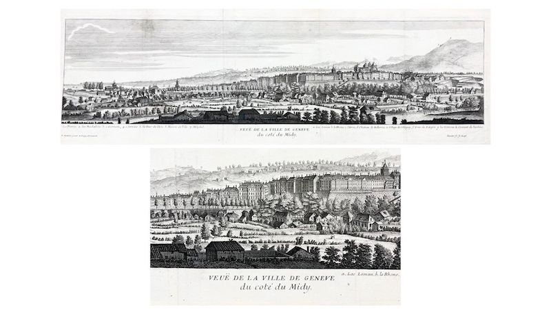 Veue de la ville de Geneve du cote du Midy (Ginebra)