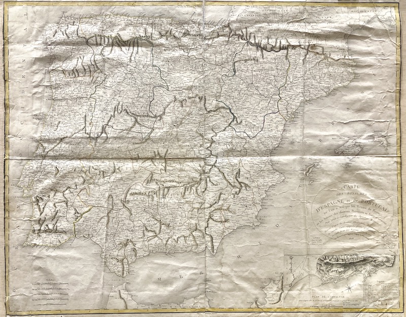 Carte des Royaumes d' Espagne et de Portugal où l'on a Marqué les Routes de Poste, et les limites des diverses Provinces et Gouvernemens