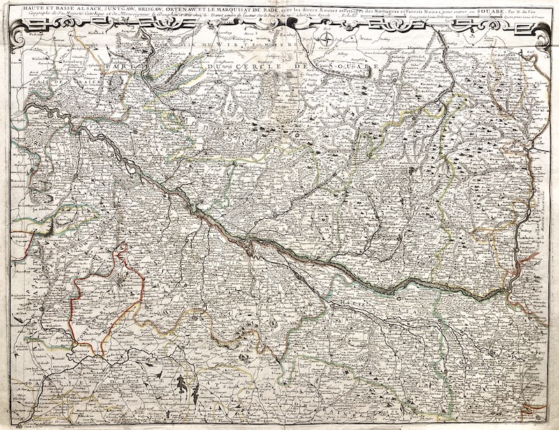 Haute et Basse ALSACE, Suntgaw, Brisgaw, Ortenaw, et le Marquisat de BADE, avec les divers Routes et Passages des Montagnes et Forests Noires pour entrer en Souabe