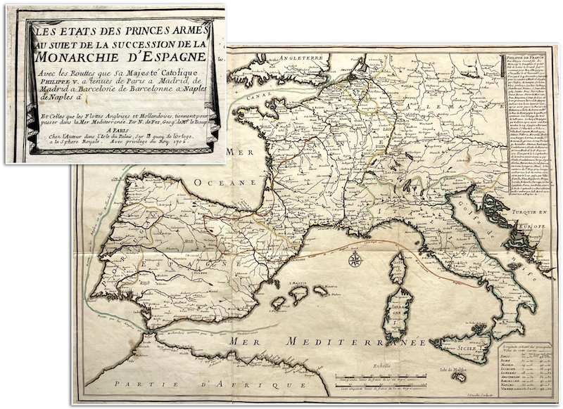 Les Estats des Princes Armés au Sujet de la Succession de la Monarchie d’ Espagne, avec les Routtes que Sa Majesté Catholique Philippe V