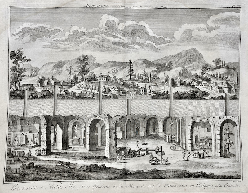 Reino Mineral - Minas / Minéralogie, 7me Collection - Filons et travaux des Mines / Vetas y Trabajos Mineros - Histoire Naturelle, Vue Generale de la Mine de Sel de Wieliczka en Pologne pres Cracovie / Mina de Sal Wieliczka en Cracovia, Polonia- Pl. VII