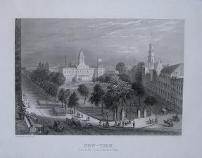 New York, vue du Parc et de la maison de ville.