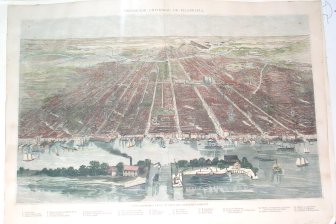Exposicion Universal de Filadelfia, vista panoramica de la ciudad y del parque de Fairmount