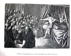 Pedro II de Aragon y su esposa Maria de Montpeller