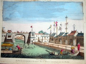 Vue d'Optique d'un Pont de la Conchinchine et la maniere dont les Bateaux sont distingue par leur Pavillon
