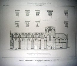 Seccion longitudinal y detalles de la Parroquia de San Pedro
