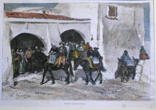 Aankomst van den bruidsstoet (Campesinos con burros)