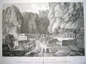 Vista interior del jardin del Monestario (sic) de Montserrat