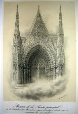 Proyecto de la puerta principal de la catedral de Barcelona segun el antiguo diseño que se conserva en su archivo