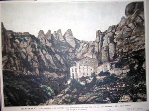 Montserrat : Vista general de la montaña y del monasterio...