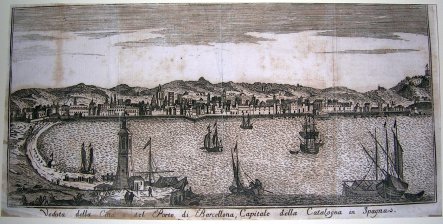 Veduta della Citta e del Porto di Barcellona, Capitale della Catalogna in Spagna