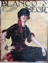 (Señora con tocado oscuro con borla roja y mangas con piel)