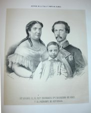 Dª Isabel II, el Rey consorte Dn. Francisco de Asis y el Principe de Asturias (Alfonso XII)
