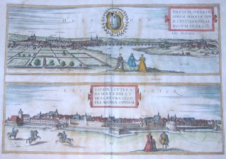Dresden. Dresa florentissimum misniae opp... / Leibzigk. Lipsia litterarum studiis et mercatura... (Dresden, Leipzig)