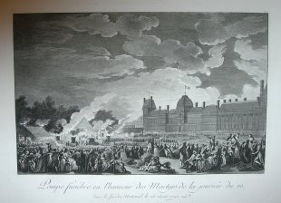 Pompe funebre en l'honneur des Martyrs de la journee du 10 dans le Jardin National, le 26 Aout 1792