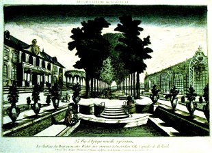 Vue d'Optique nouvelle representant le Chateau du Bourguemestre Waker aux environs d'Amsterdam, Ville Capitalle de Hollande