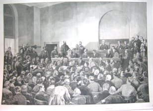 Trial of Guiteau for the murder of President Garfield : Genral view of the court Room