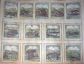 Decem et Tria Loca Confoederatorum Helvetiae : Schwyz, Unterwalden, Zug, Glarus, Basel (Basilea), Zurich, Bern (Berna), Luzern (Lucerna), Uri, Freiburg (Friburgo), Solothurn, Schaffhausen, und Appenzell