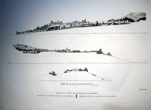 Altura y corte del Palacio de la Alhambra