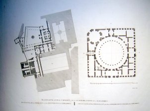 Plano del piso baxo de la Alambra y de los cimientos del Palacio de Carlos V