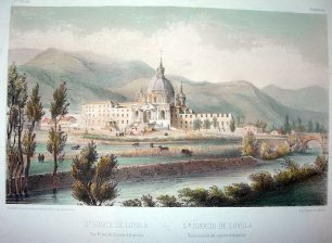 Sn. Ignacio de Loyola, vista tomada del camino d'Azpeitia