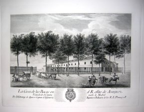 La Casa de las Bacas en el R. Sitio de Aranjuez. Vista desde el Camino nuevo de Madrid