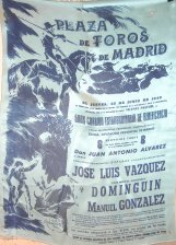 Plaza de Toros de Madrid. El jueves, 23 de junio de 1949 se verificara, si el tiempo no lo impide, con permiso de la autoridad y bajo su presidencia...Gran Corrida Extrahordinaria de Beneficencia"