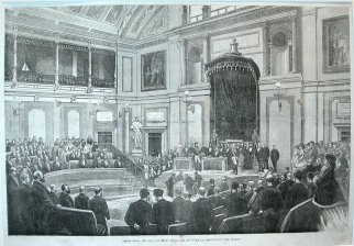 Sesion regia del dia 2 de enero de 1871, el Rey (Amadeo de Saboya) jura la Constitucion del Estado