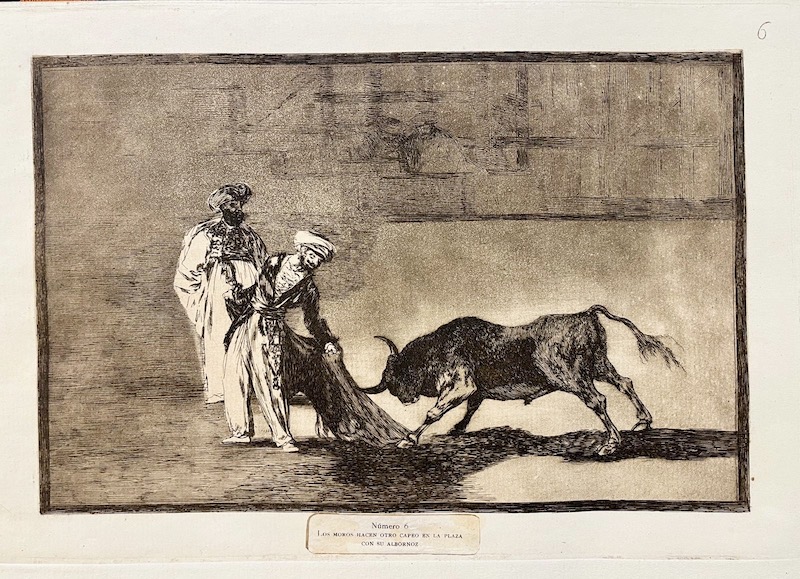 Tauromaquia (1876) - 6. Los Moros hacen otro Capeado en la Plaza con su Albornoz