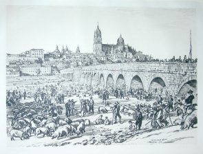 The old and new Cathedral and roman bridge