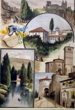 Recuerdos de Segovia, varias vistas: Murallas de la ciudad, el Alcazar...