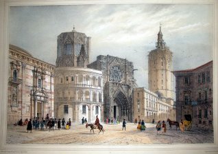 Vue de la cathedrale et de la tour de Miguelete (Catedral de Valencia)