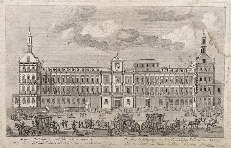 Regia Madritensis ; Vista de la Entrada Palacio del Rey de España en Madrid - Nº 4 [Palacio Real de Madrid]