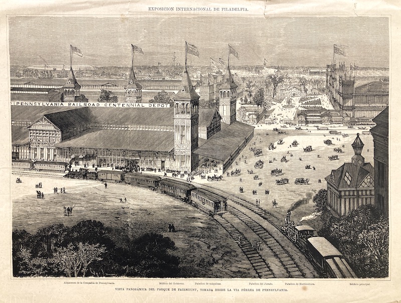 Exposición Internacional de Filadelfia - Vista Panorámica del Parque de Fairmount, Tomada desde la Vía Férrea de Pennsylvania