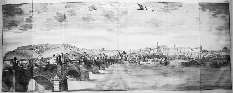 Prospect der Mulden-Brücke zur Prag, nebst der Stadt