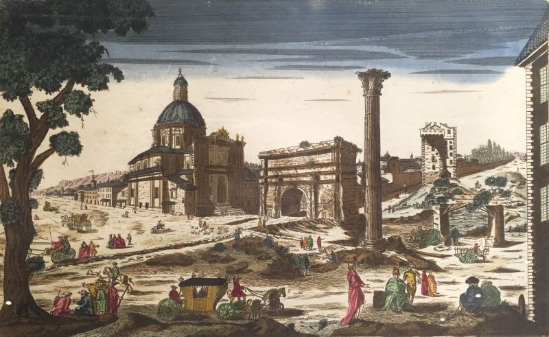 Vue Perspective de l' Eglise de St. Martin et de l' Arc de Servius, septieme Empereur de Rome / Iglesia de San Martin y Arco de Septimio Severo