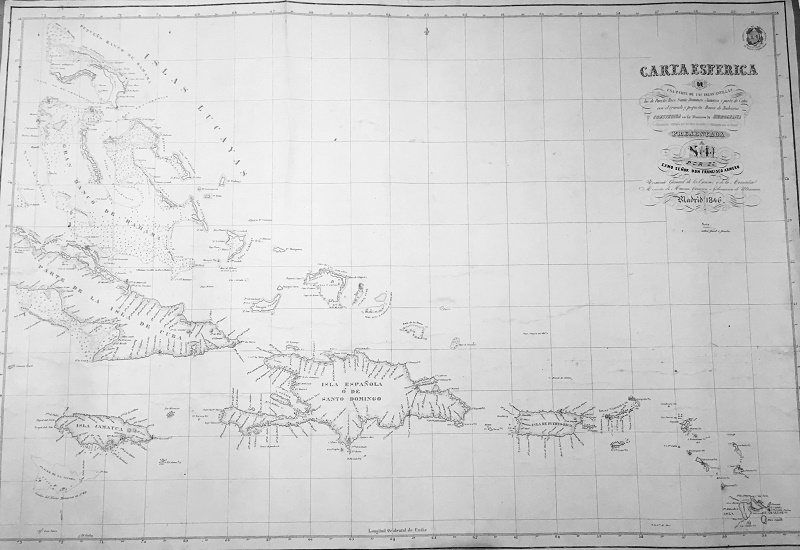 Carta Esférica de una parte de las Islas Antillas [...] presentada a S.M. por el Exmo. Señor don Francisco Armero