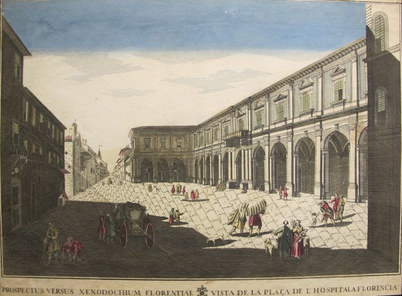 Vista de la Plaça de l' Hospital a Florencia / Plaza del Hospital en Florencia