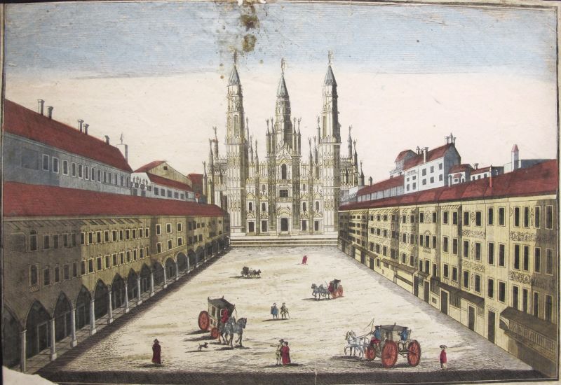 Vue de la Place et de l' Eglise Cathedrale au davant a Milano / Catedral de Milan