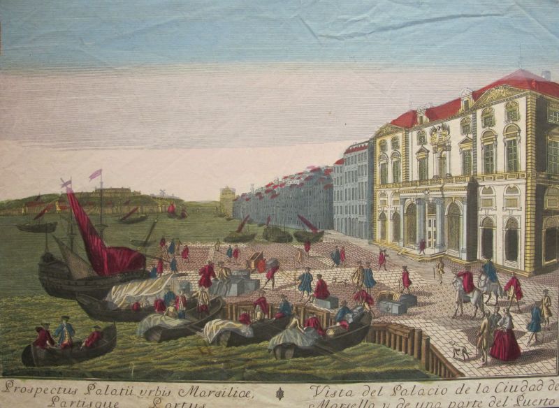 Vista del Palacio de la Ciudad de Marsella y de una parte del Puerto