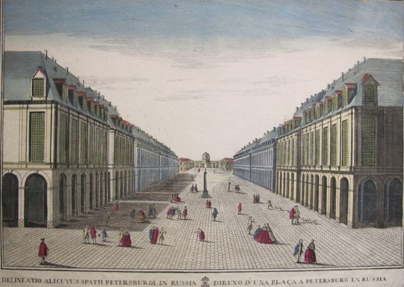 Dibuxo d' una Plaça a Petersburg en Russia / Plaza de San Petersburgo en Rusia