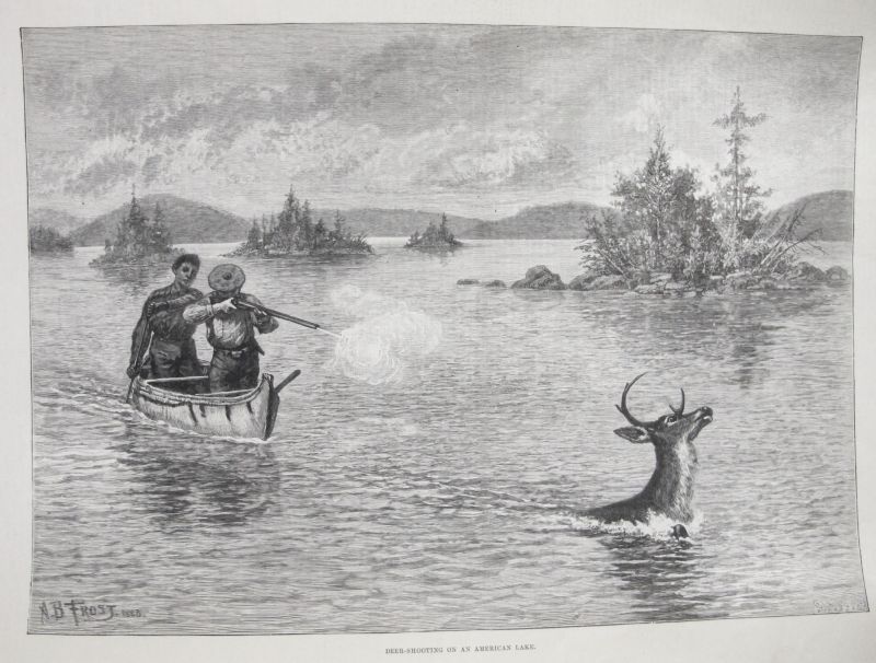 Deer-Shooting on an American Lake / Disparando un Ciervo en un Lago Americano