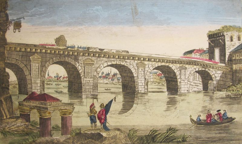 Vue Perspective du fameux Pont de Remino fabriquée du temps d' Auguste Tibert Empereur Romain / Puente de Tiberio de Rimini, de tiempos del Emperador Romano Augusto Tiberio
