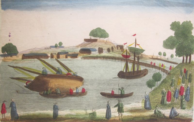 Vue de Bayonne du cote du Port / Puerto de Bayona (Barco tumbado)