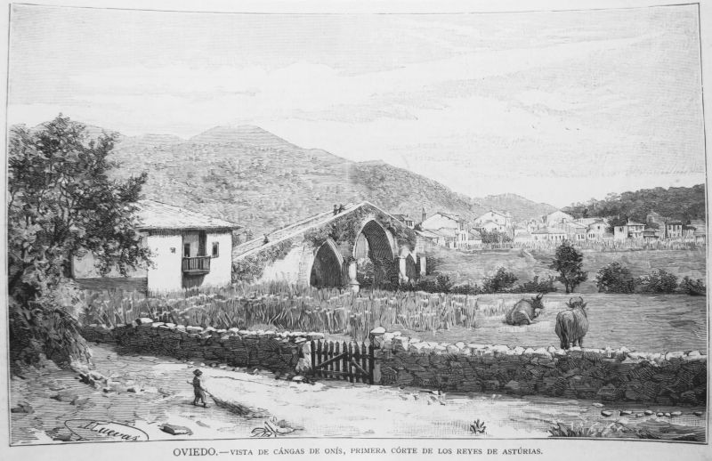 Oviedo, Vista de Cangas de Onis, primera Corte de los Reyes de Asturias